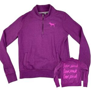 Victoria’s Secret PINK Y2K Dog Logo Quarter Zip Pullover, Magenta- Size M